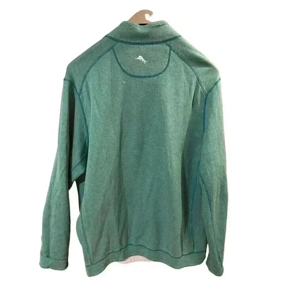 Tommy Bahama Jeans Reversible ½ Zip Pullover Sweater Mens Small teal Cotton - Picture 3 of 7